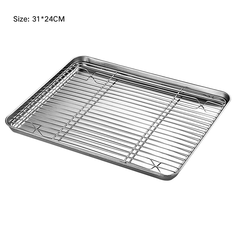 Bandeja de horno extraíble Bandeja para hornear con juego de rejillas de enfriamiento extraíbles Bandeja de rejilla de alambre de acero inoxidable Horno de cocina Bandeja de cocción Pan antiadherent
