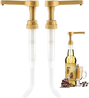 ソースポンプディスペンサー2個。64オンスボトルにフィット。3.2~30.4液量オンスのボトルに対応。各ポンプは0.5オンスのコーヒーシロップソースポンプ。