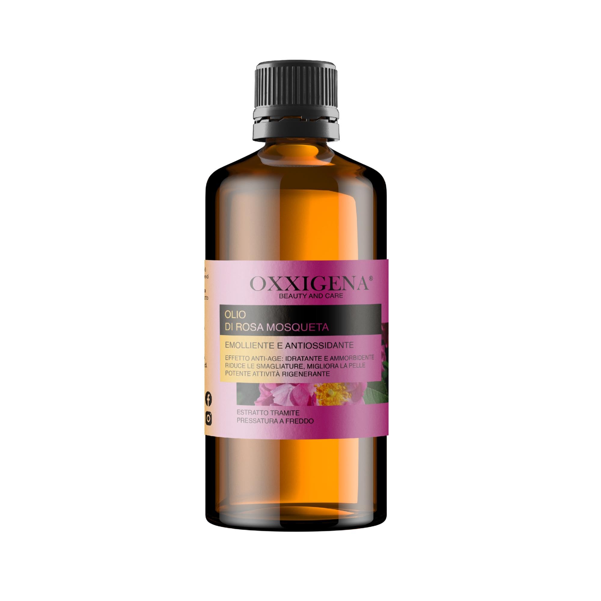 Oxxigena - Aceite de Rosa Mosqueta Bio 100% Puro, Envase de 500 ml, Hidratante Versátil para Piel Seca y Agrietada, Ideal para Arrugas, Cicatrices, Uñas o Cabello