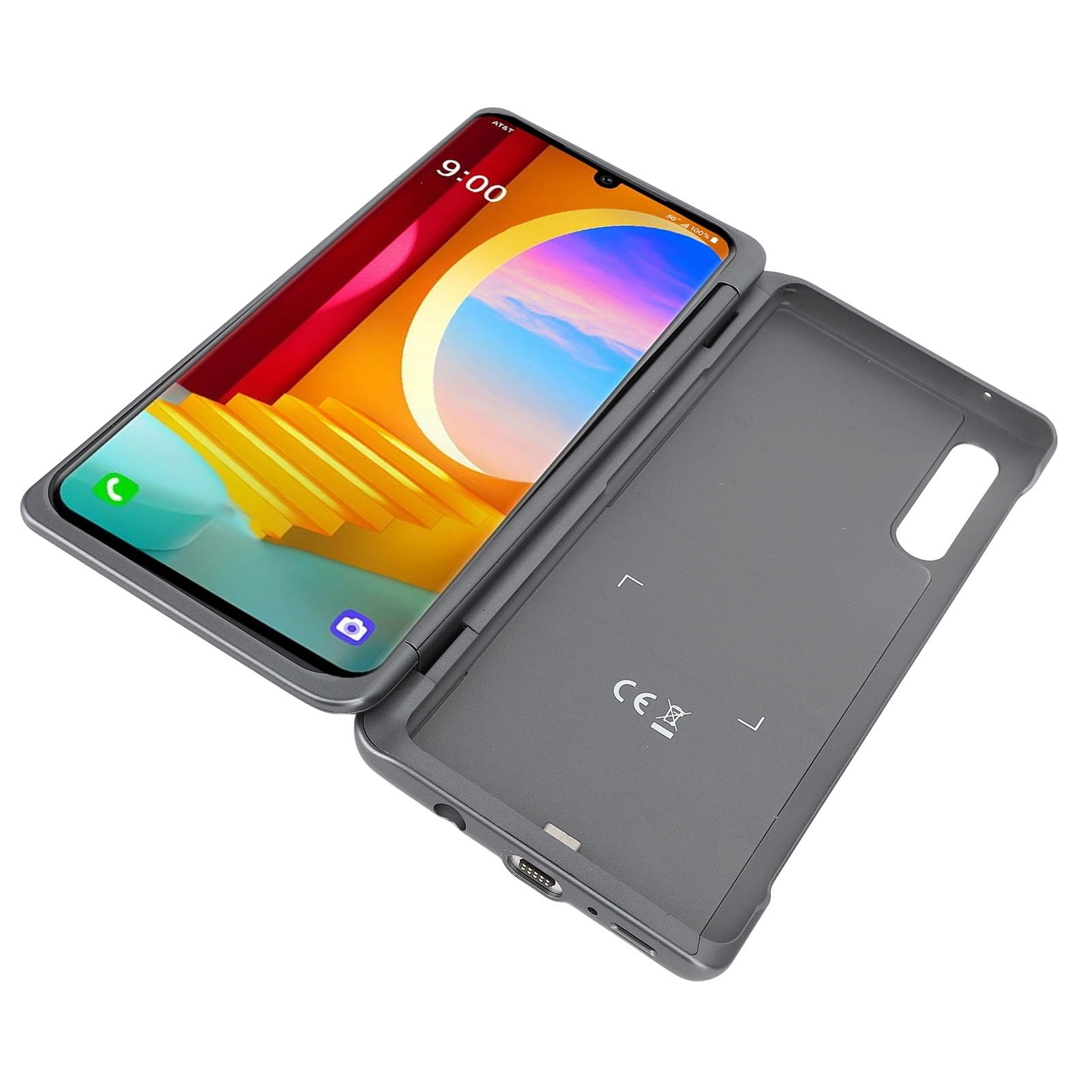Annadue Étui de Téléphone à Double écran avec Adaptateur Type C (Grey)