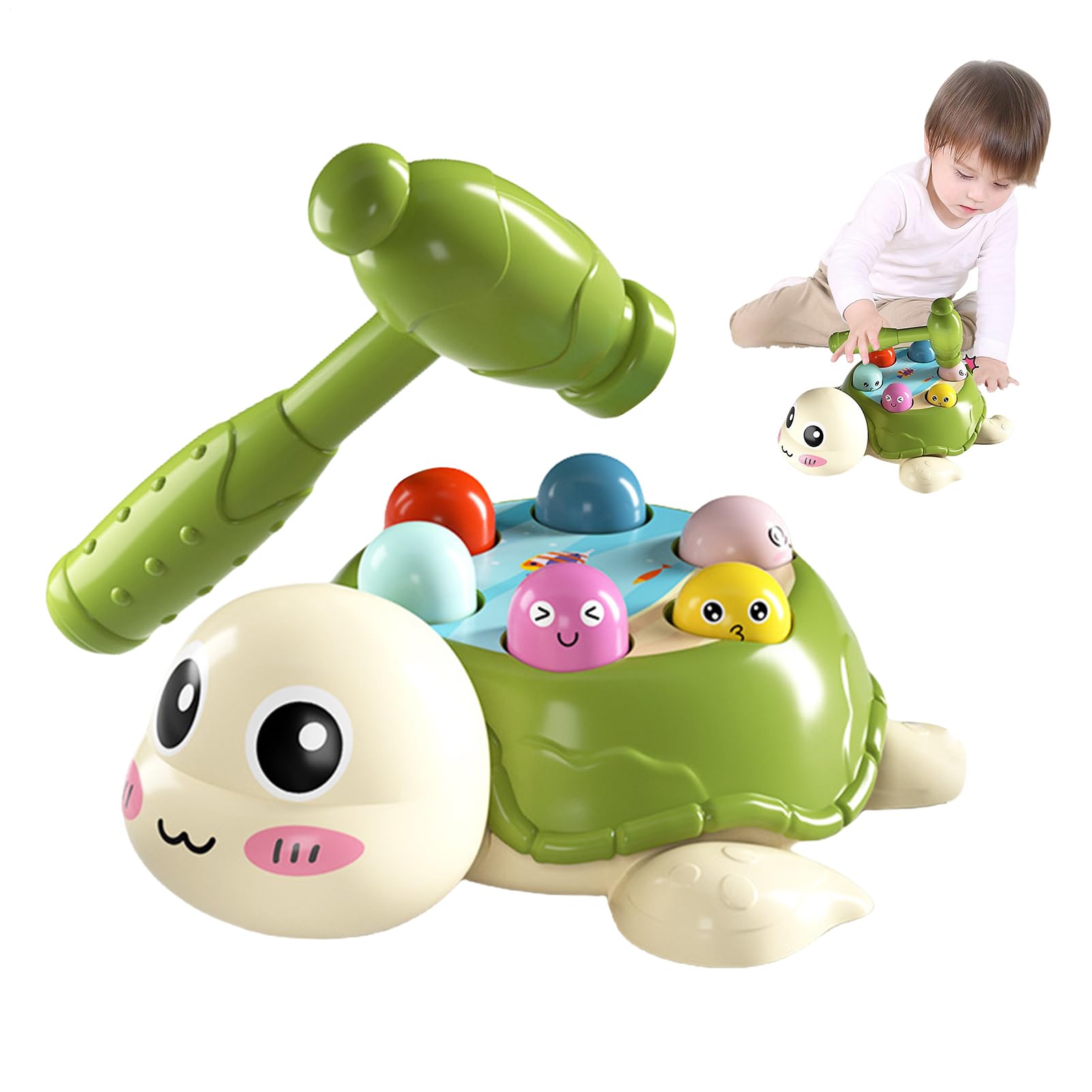 Générique Jeu De Tape Taupe - Jeu De Marteau Tortue - Éducatif Interactif Mignon pour D'âge Préscolaire Bébés Garçon Et Fille pour Développement des Compétences Activités Ludiques