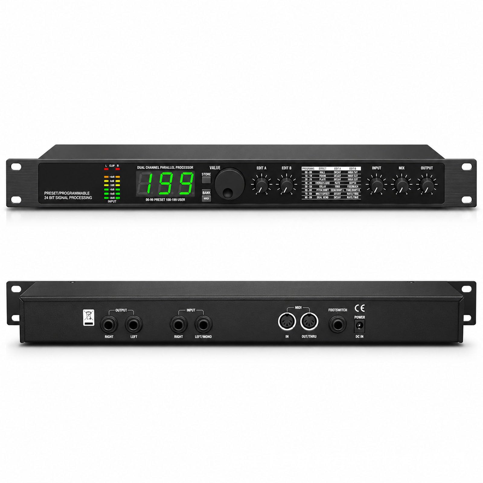 Ktv Pre-stage Effector, Digital Reverb Effector, Perangkat Efek Digital Profesional Dsp, Two-way Professional Digital Effects Device, Support Midiin/out/thru Connection, For Karaoke, Performance
