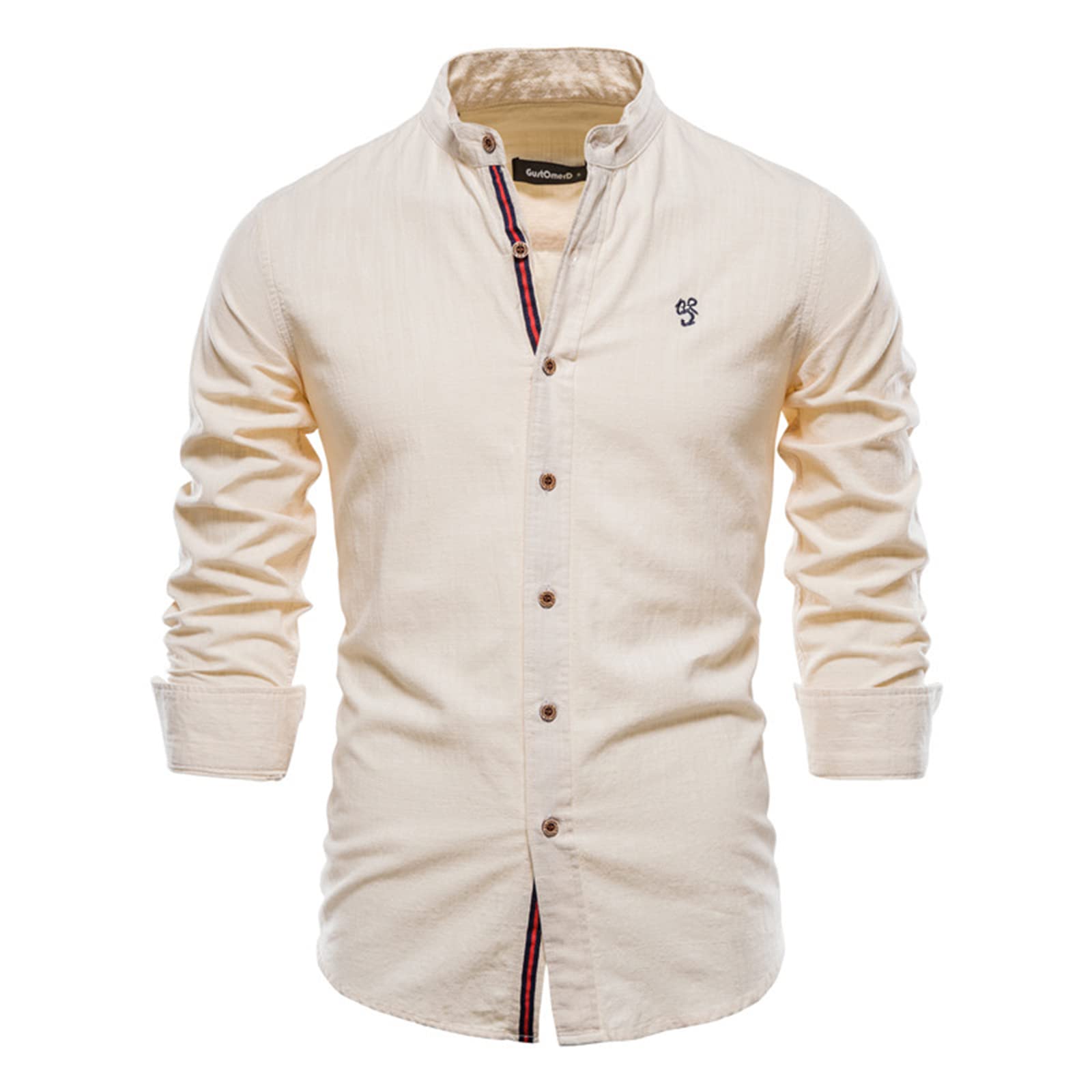 SSBZYES Camisas para Hombres Camisas Delgadas De Manga Larga Camisas De Lino De Algodón para Hombres Camisas De Manga Larga De Color Sólido Simple De Moda Camisas para Hombres