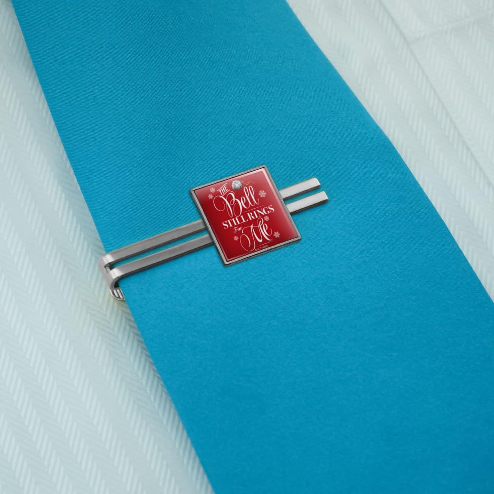 Polar Express The Bell Still Rings For Me Square Tie Bar Clip Clasp Tack Silver Color