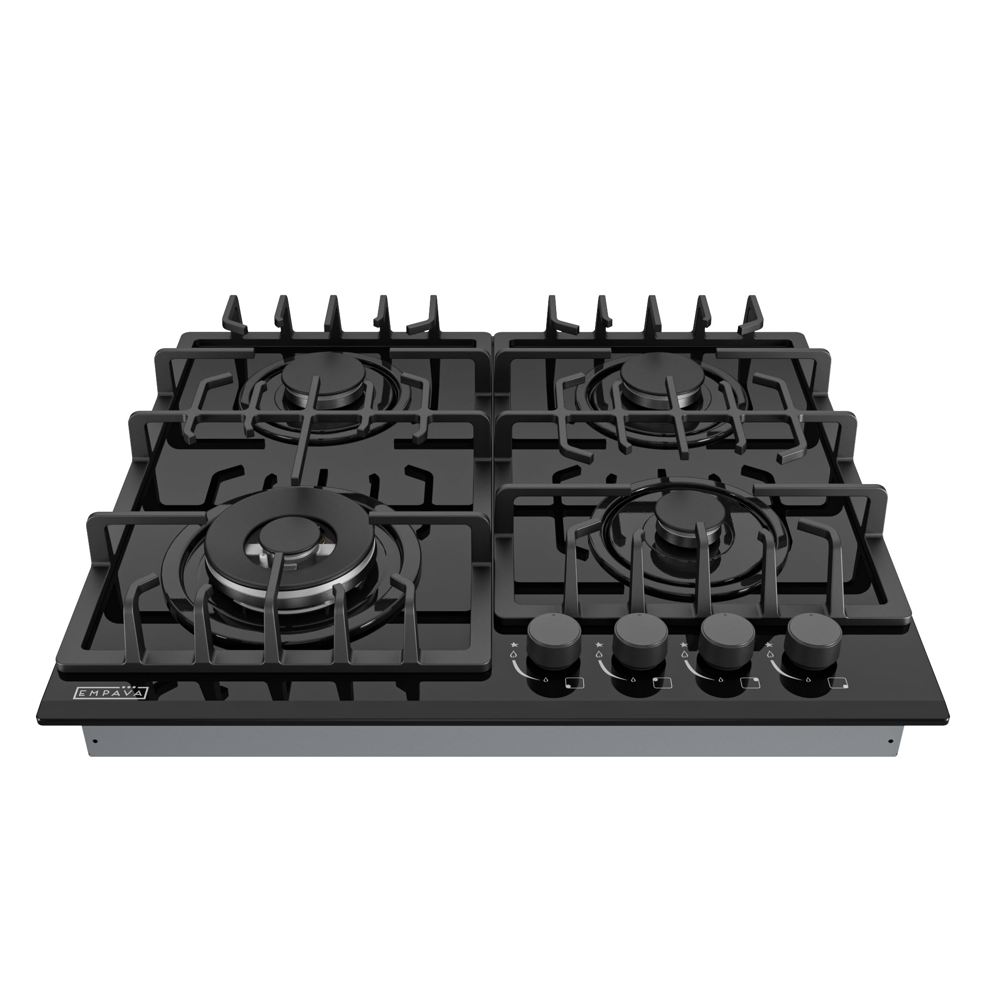 Photo 1 of Empava 24-Inch Gas Stove Cooktop, 4 SABAF Burners, NG LPG Black Glass