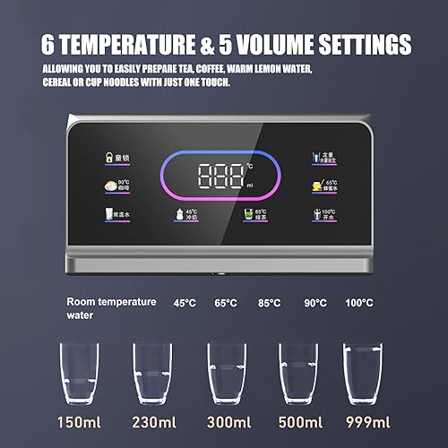 Miniatura 4 de Dispensador de agua caliente instantáneo, enfriador de agua montado en la pared para calentamiento rápido y cerraduras infantiles, dispensador de 6