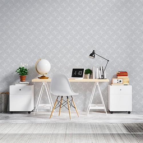 Papel de Parede Adesivo Azulejo Cinza Geométrico N06206 Rolo de 0,58x3,00