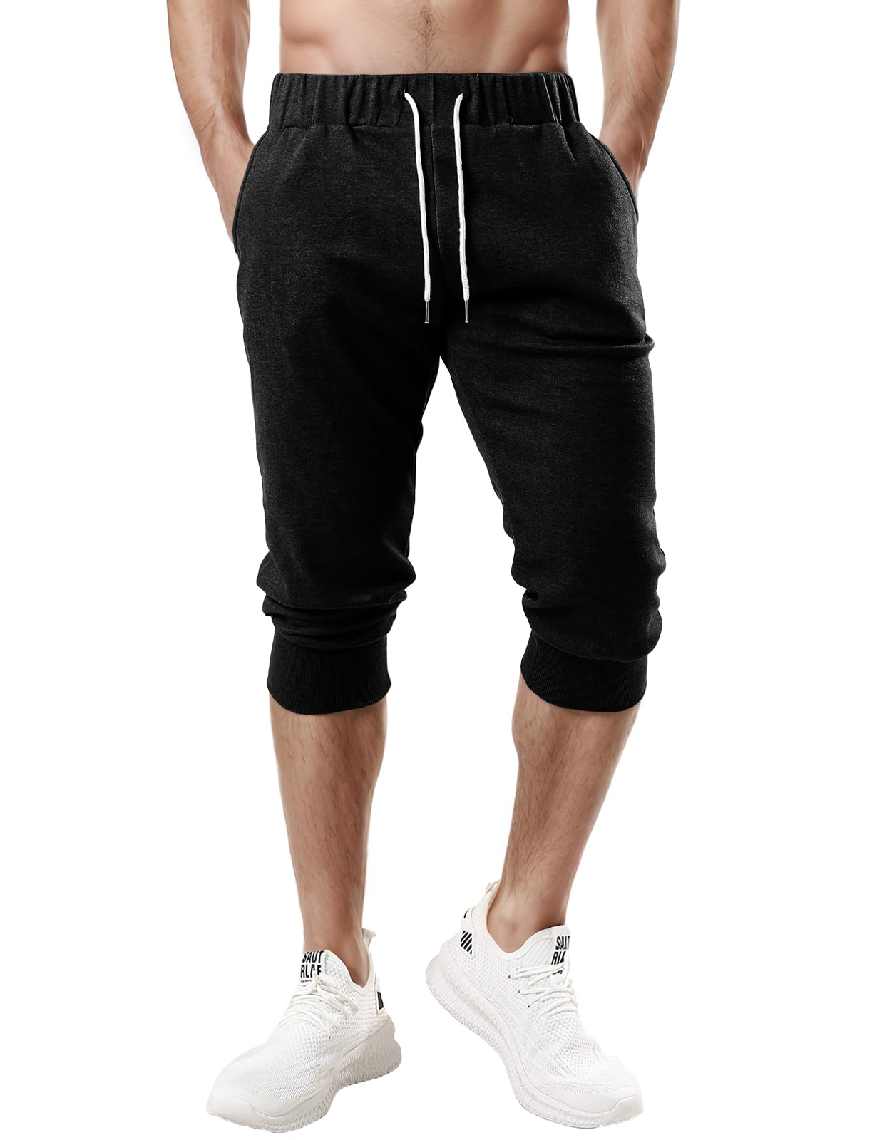 OHOO Herren-Jogginghose Slim Fit Lightweight Training Yoga Active Sweat 3/4