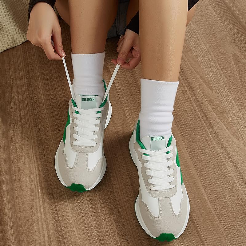 LEYING Women's Platform Retro Style Sneakers - Lace-up Classic Fashion Stylish Tennis Running Walking Shoes - Image 7