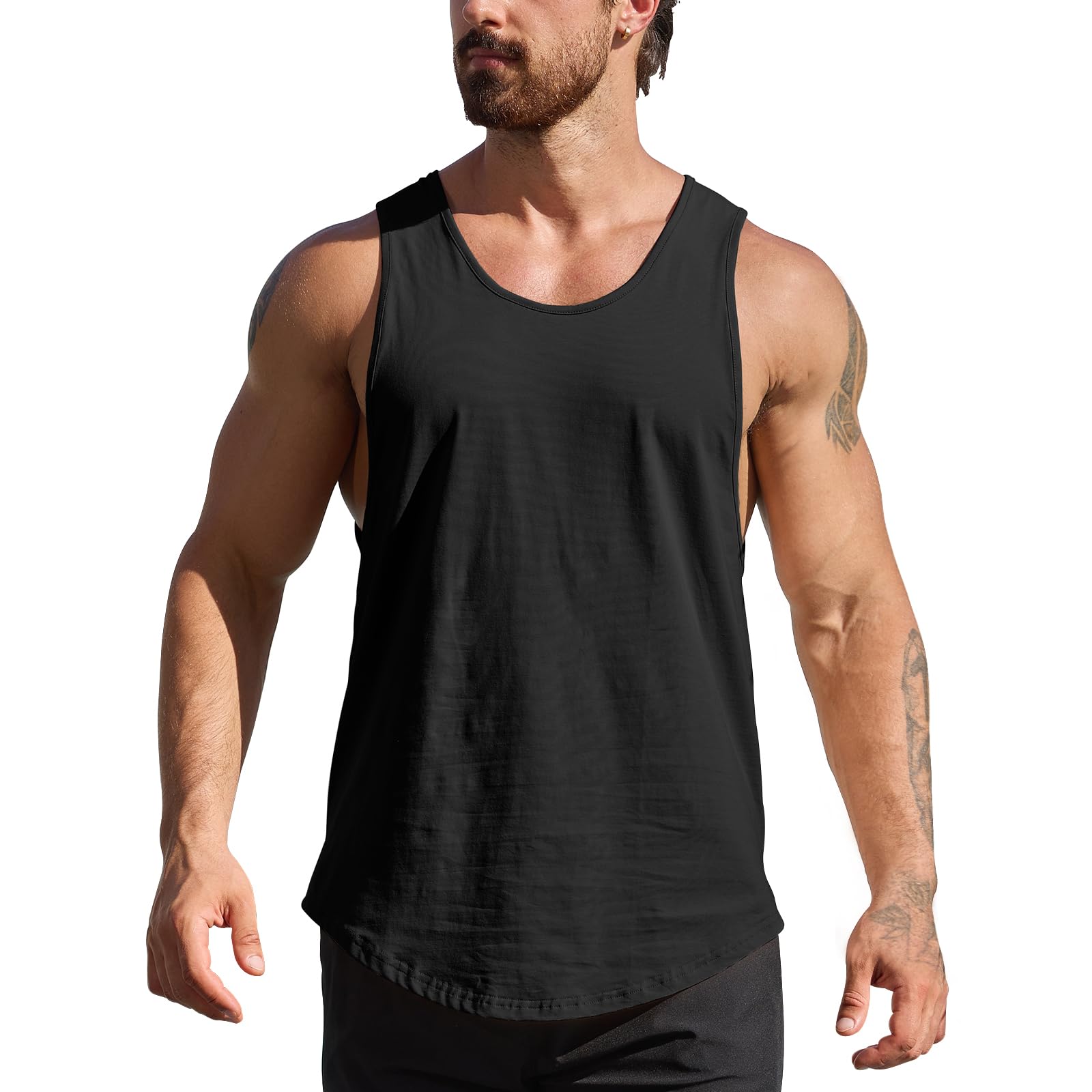 XYKJFIT1 Or 3 Pack Men's Muscle Gym Workout Stringer Tank Tops Bodybuilding Fitness T-Shirts