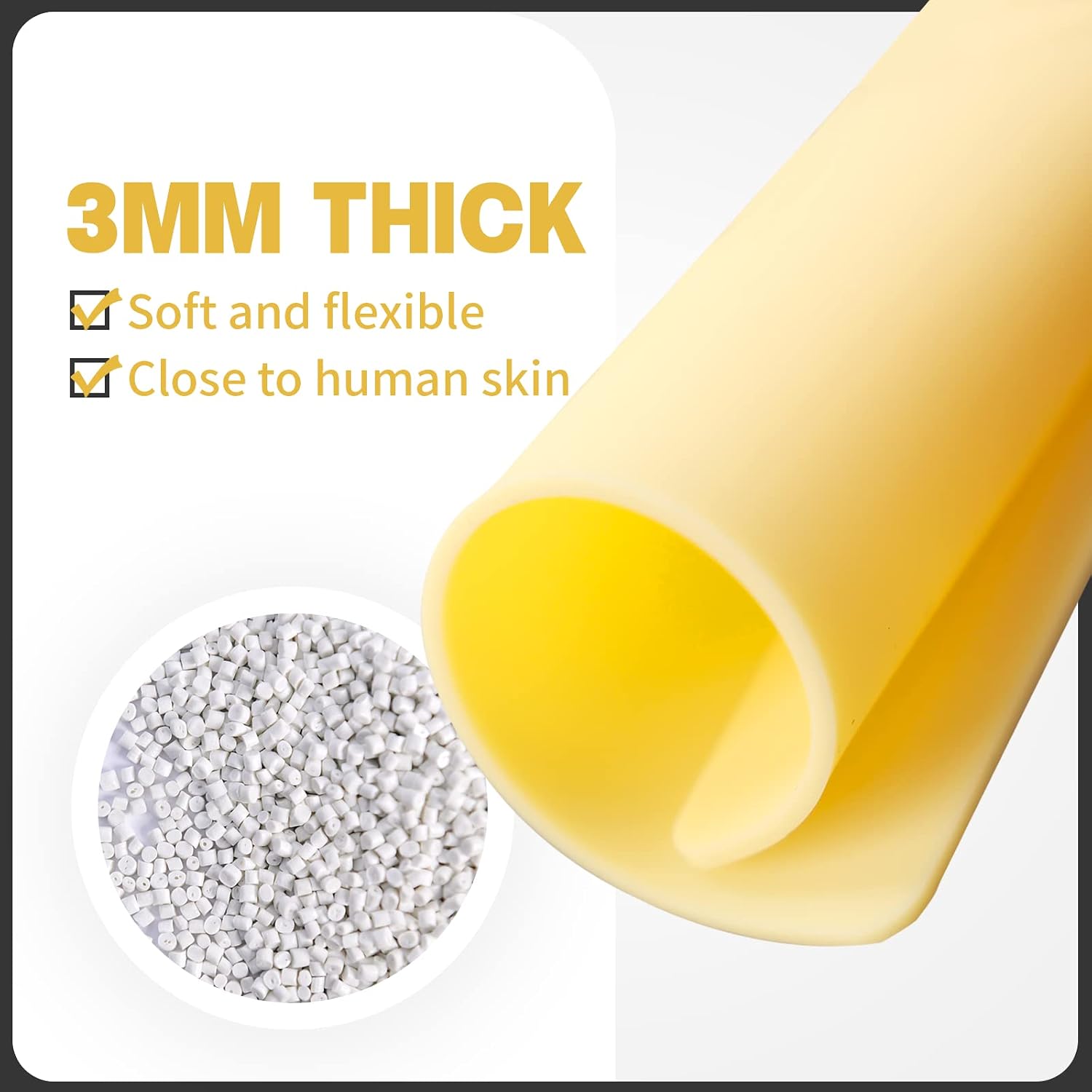 3MM Thick Tattoo Practice Skin, 4pcs 7.8x7.8in Blank tattoo Fake Skin Silicone Sheet with 2 Templates