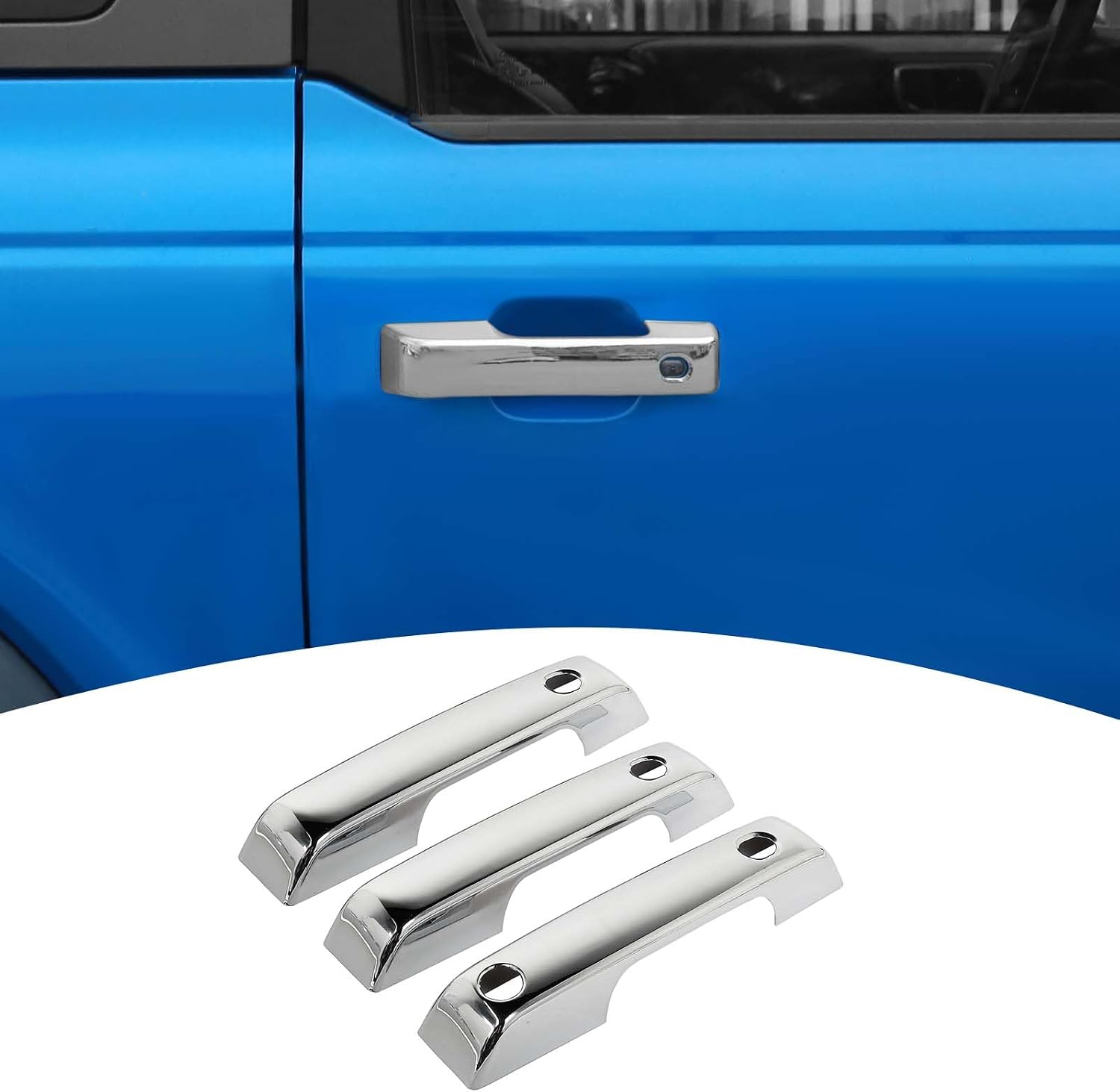for Bronco Door Handle Cover Trim Chrome Fit for Ford Bronco 2021 up Chrome Exterior Accessories 3pcs