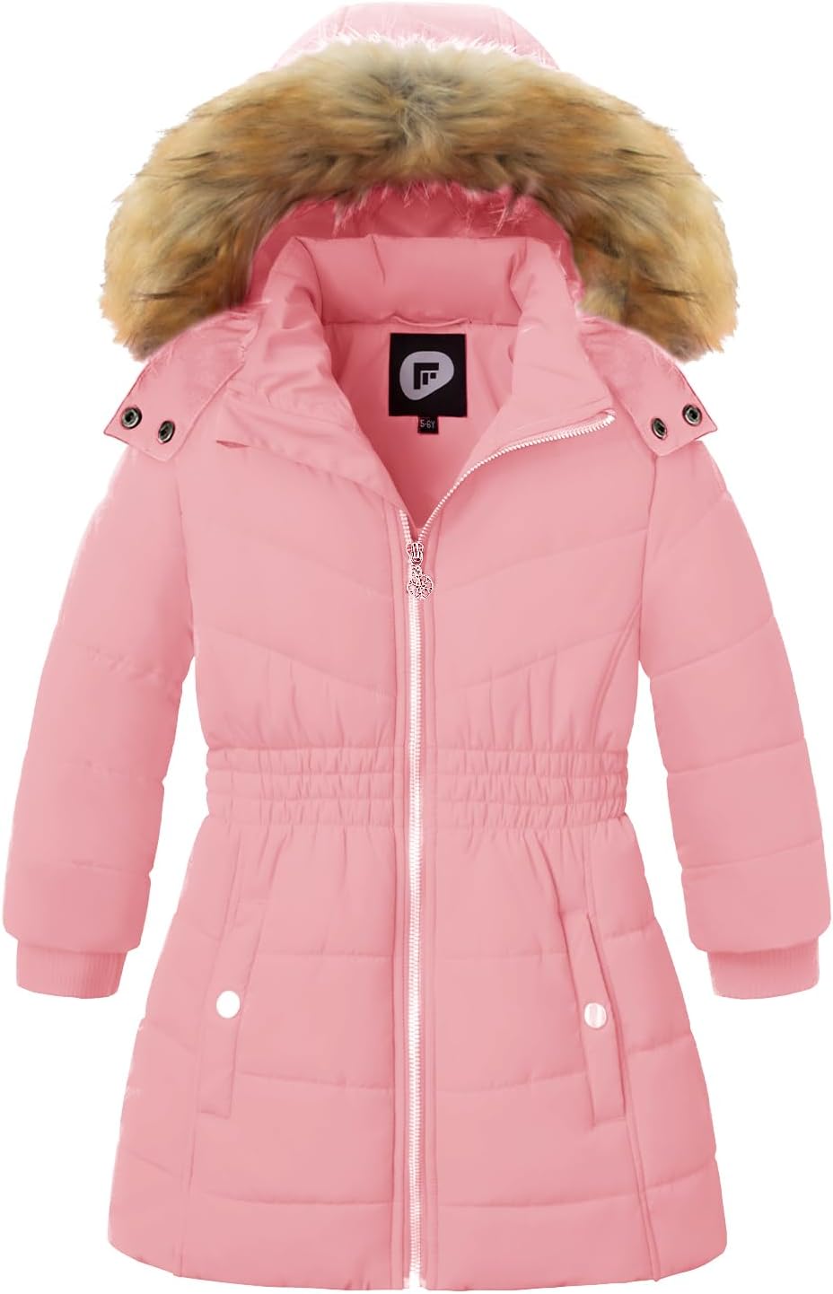 Garemcy Girls Winter Coat Long Warm Waterproof Fleece Lined Puffer Jacket With Detachable Hood & Fur Trim