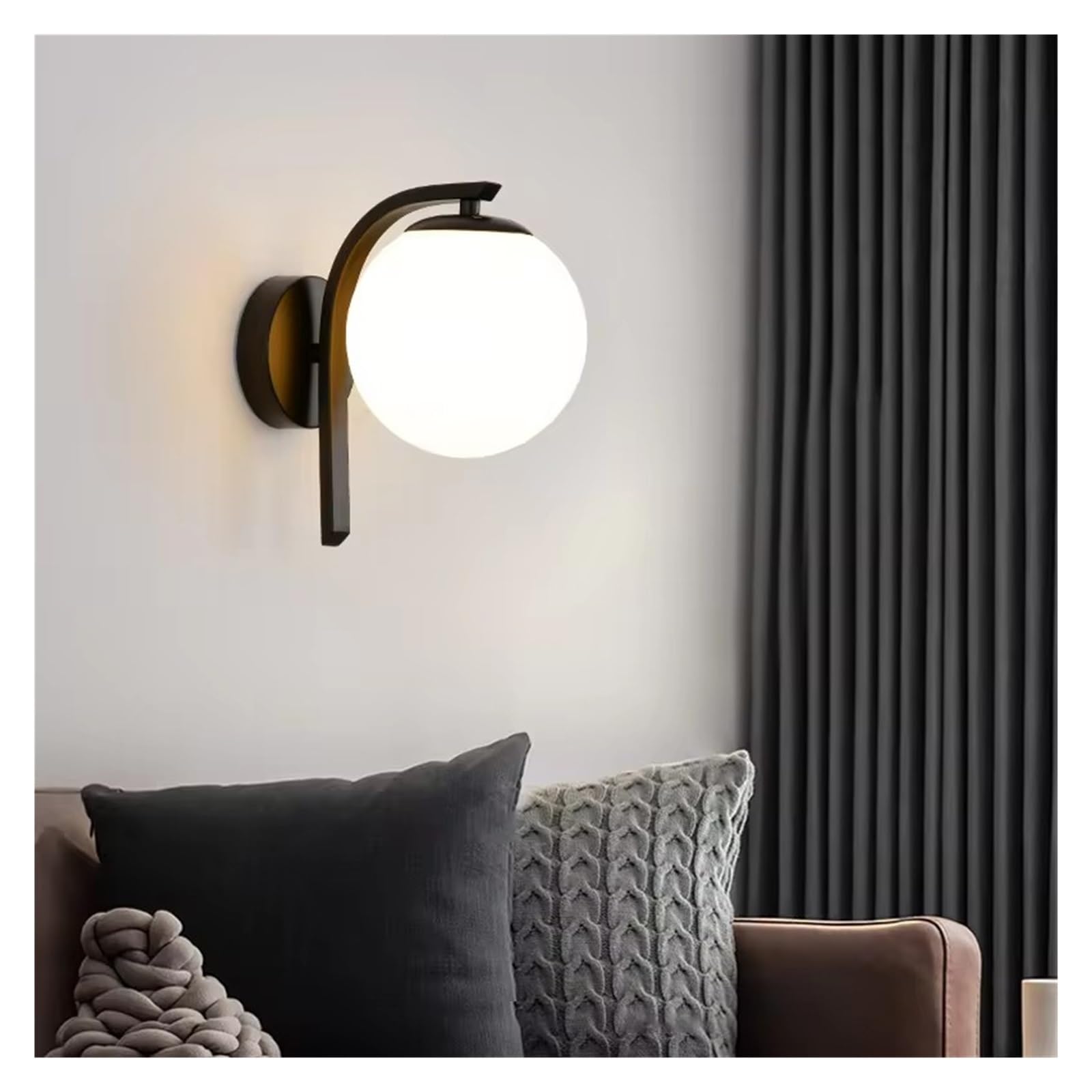HPTHLY Bedroom Bedside Wall Lamp Living Room Background Wall Decorative Light Staircase Aisle Light,Simple (Black)