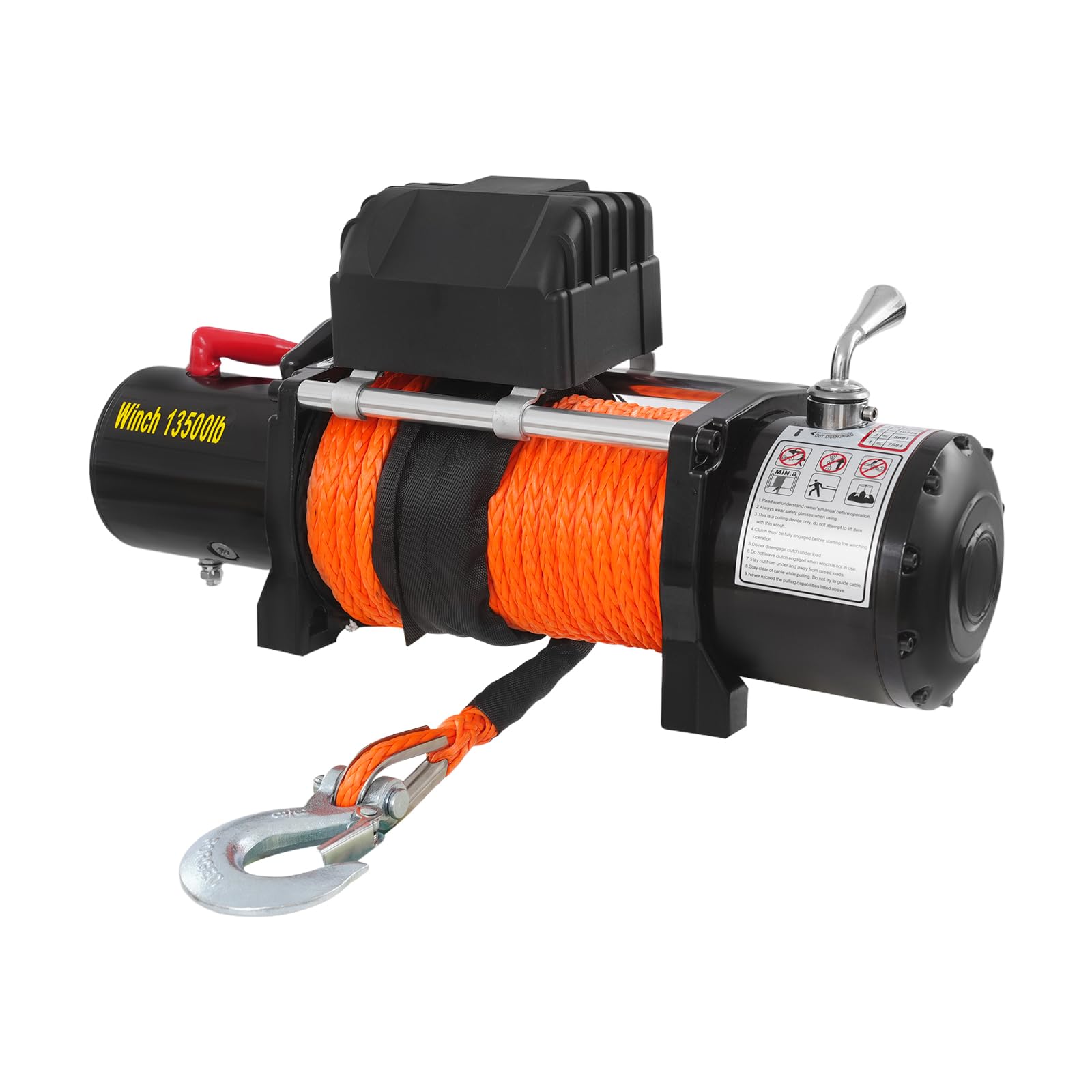 Cabrestante eléctrico de 12 V, 13500 libras, con cuerda de nailon, 26 m, cabrestante motor con función de bloqueo, cabrestante eléctrico con controlador con cable para ATV, UTV, SUV, camioneta