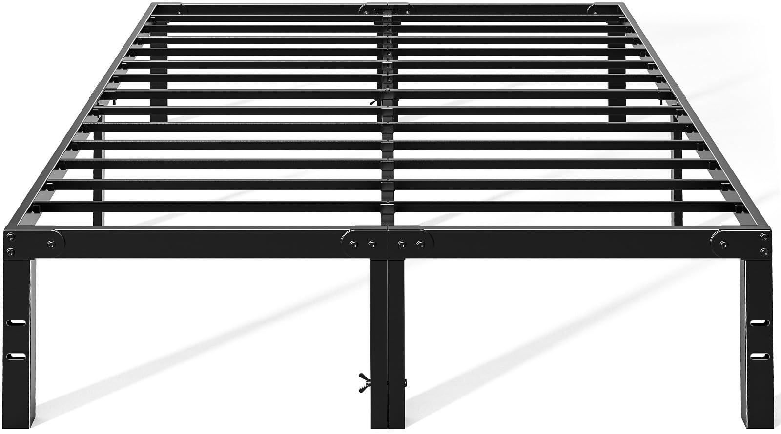 OLIXIS Metal King Bed Frame - 14in High with Storage Space, No Box Spring Needed with Sturdy Steel Slat Support, 2200LBS Heavy Duty for Easy Assembly, Black for Bedroom