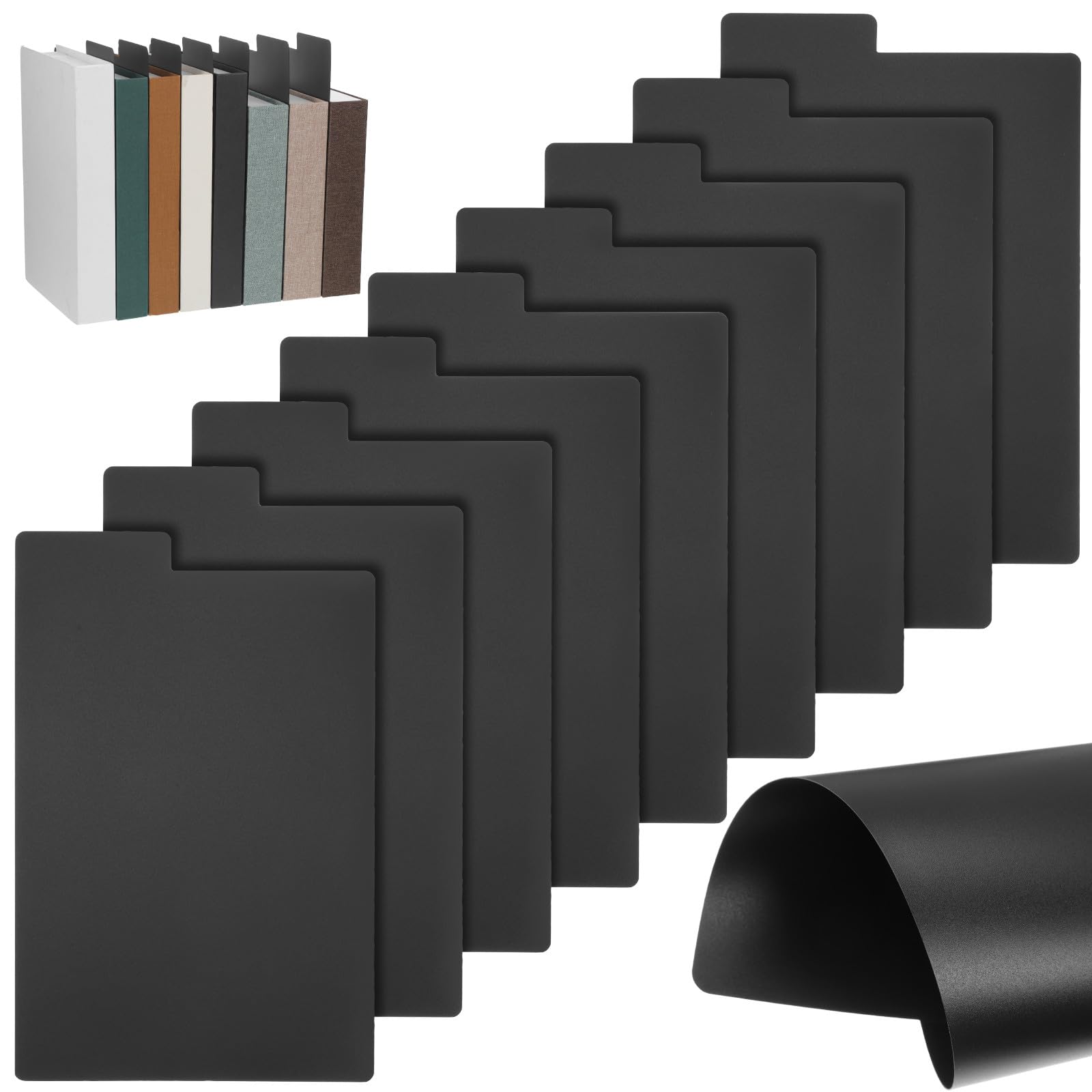 BESTOYARD 20 Stück Teiliges Schwarze Vinyl Buchtrenner mit Beschreibbaren Index Tabs Langlebige Trennwände für Bücher Schallplatten Comic Alben und Fotos Praktische Regalteiler für Flexible