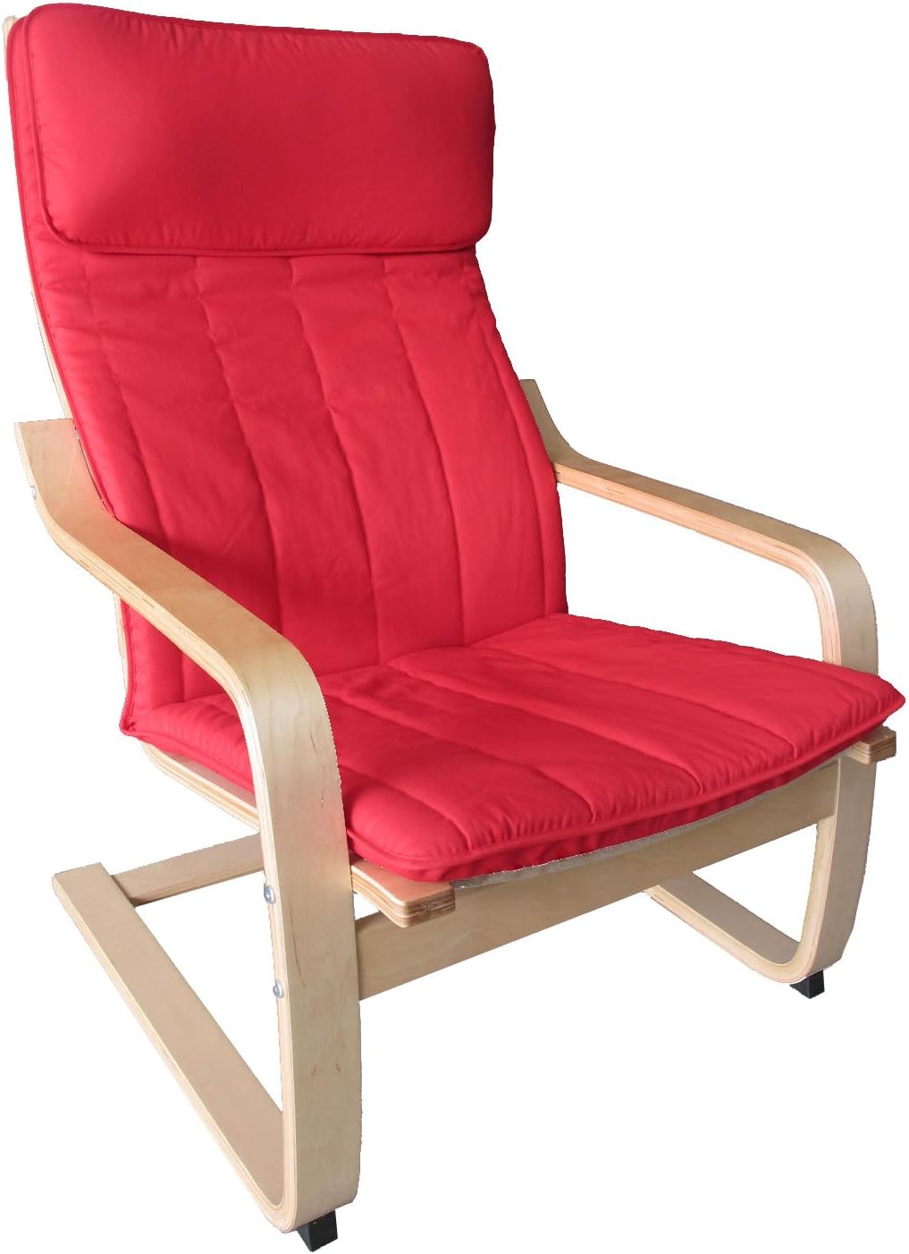 Happilar Chair Bentwood Armchair with Cushion, Natural Frame and Red Cover