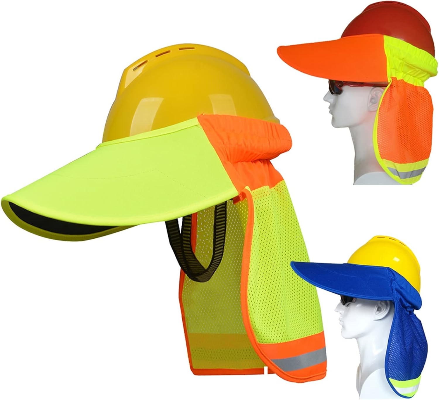 INLIMA Hardhat Hard Hat Neck Sun Shade with Visor Yellow Reflective Hard Hat Accessories Riding Sunshade