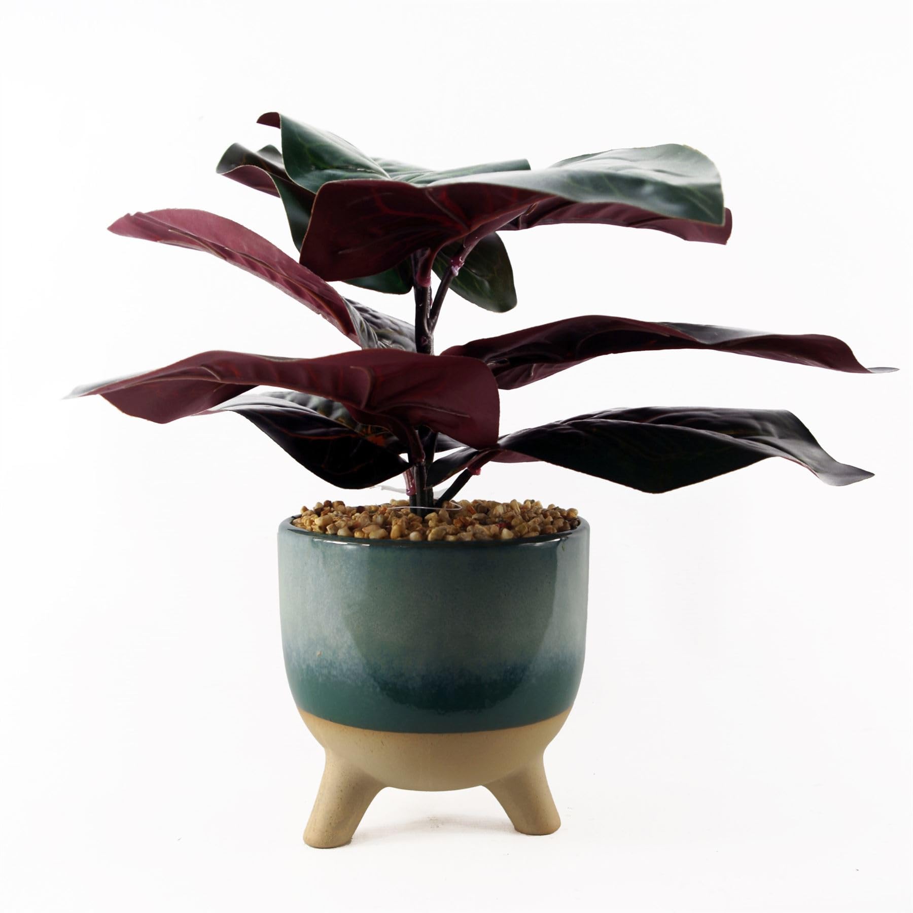 Leaf Ficus Plant Design Uk Realistic Large Artificial Foliage Plant With Pot, 35Cm