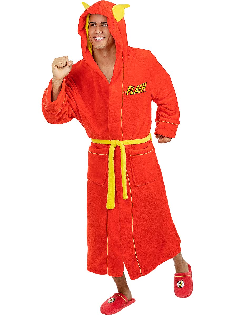 Funidelia | Bata de Flash para hombre Superhéroes, DC Comics - Accesorios & merchandising - Regalos originales para Navidad, cumpleaños y otras celebraciones - Talla L-XL - Rojo