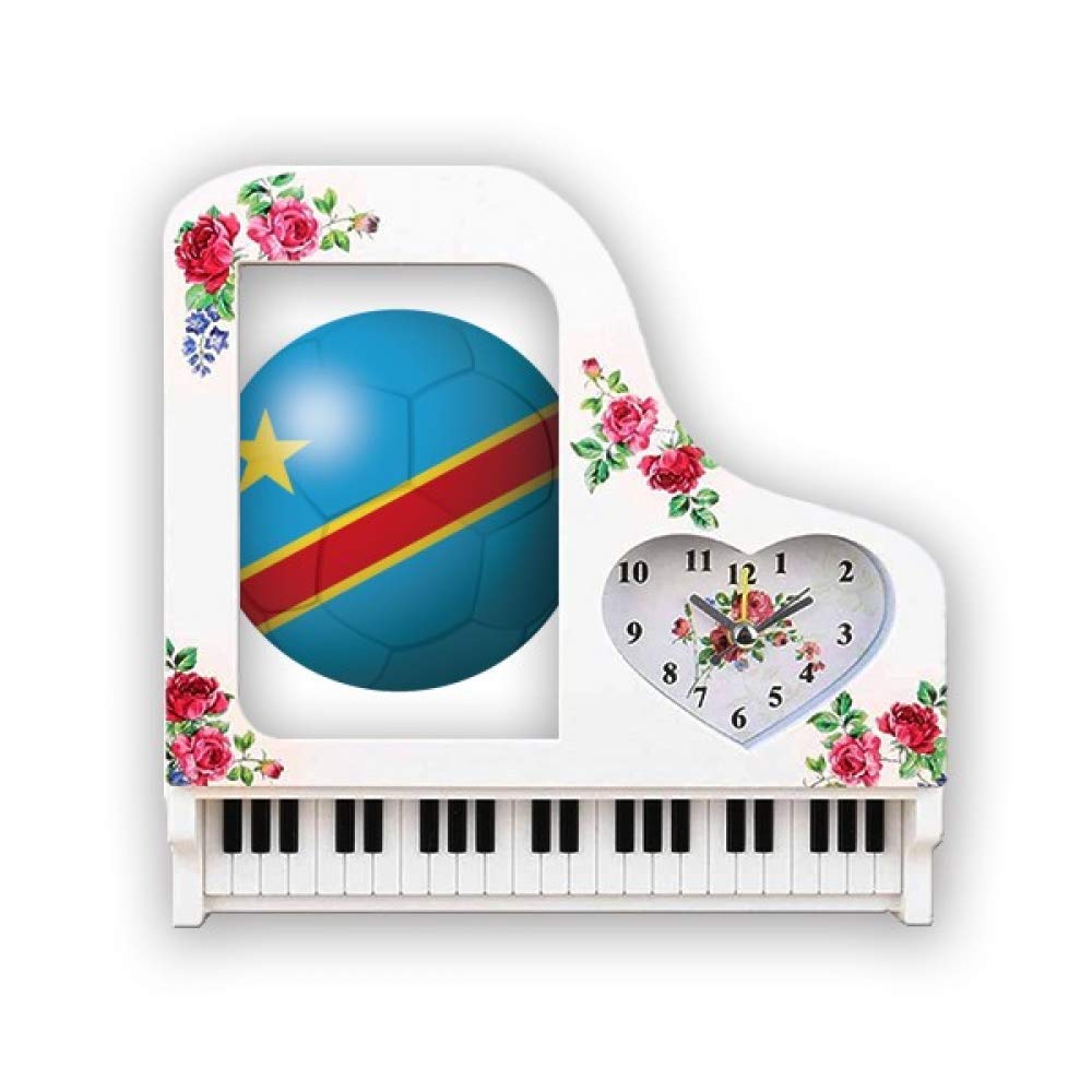 Réveil avec cadre photo piano et drapeau Congo avec musique intégrée