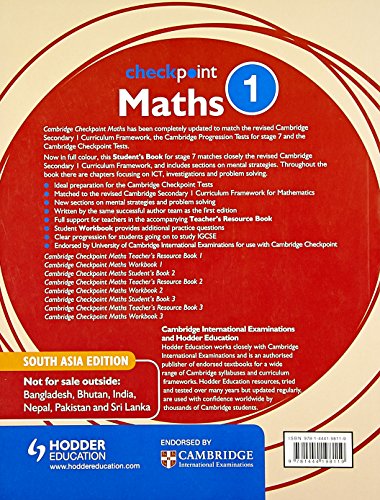 Cambridge Checkpoint Maths Student's Book No. 1 (SAE)