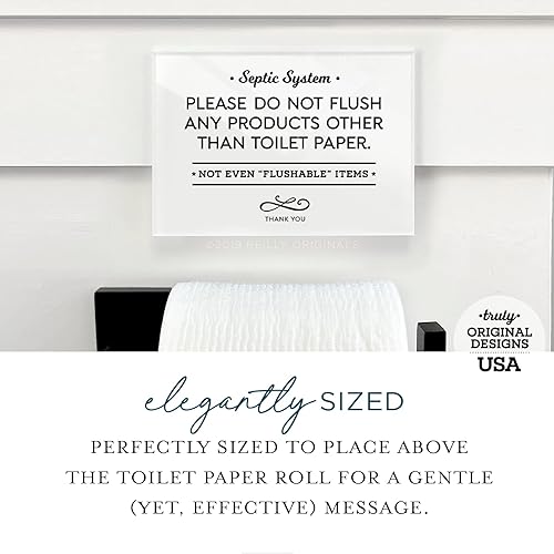 Miniatura 2 de Reilly Originals Letrero de baño con sistema séptico de 3.5 x 5 pulgadas, reglas «Do Not Flush Rules», listo para pegar, acabado premium, duradero