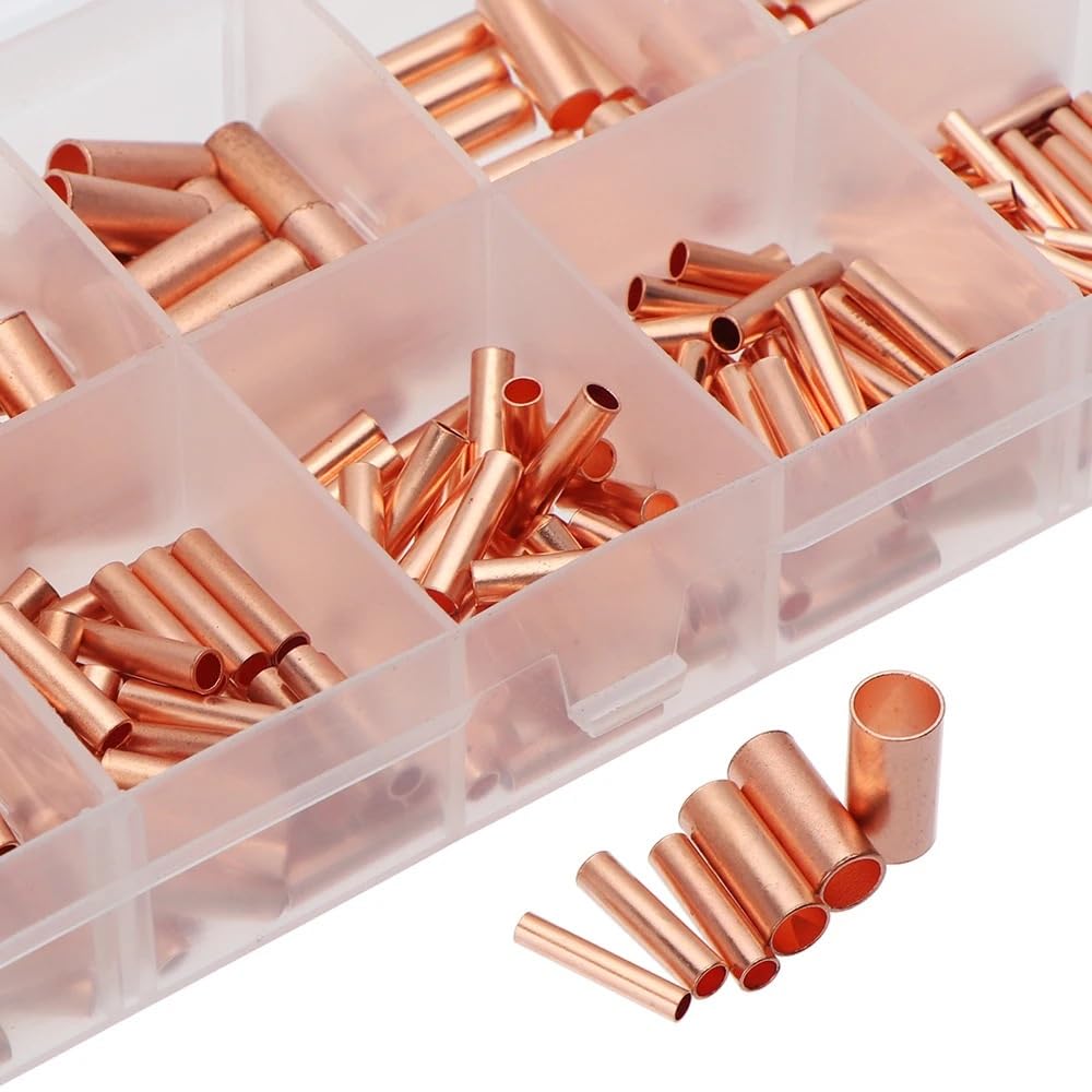 Set di 210 connettori per tubi in rame, terminali a crimpare per cavo tubo, diametro 1,5-6 mm, con pinza termorestringente PZ0.5-16