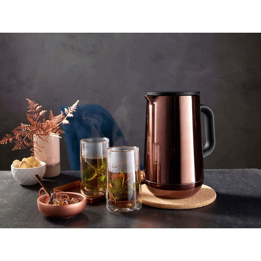 WMF Impulse Isolierkanne 1l, Thermoskanne für Tee oder Kaffee, Druckverschluss, hält Getränke 24h kalt & warm, vintage kupfer