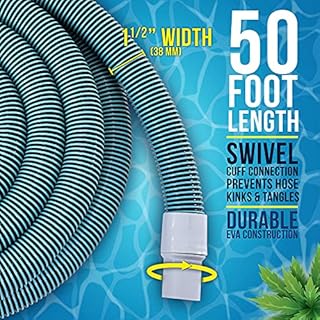 U.S. Pool Supply Pool Vacuum Hose - 1-1/2" x 50' Professional Heavy Duty Pool Hose for Inground, Spiral Wound with Kink-Free Swivel Cuff - Connect to Vacuum Heads, Skimmer, Cleaner, Filter Pump Inlet