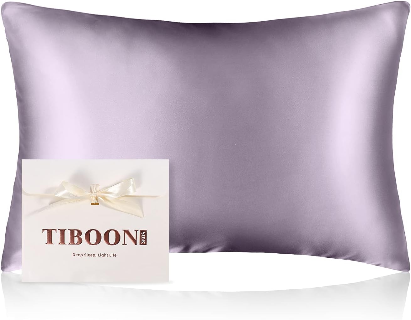 TIBOON Silk Pillowcase for Hair & Skin, 100% 19 Momme Real Mulberry Silk Zippered Pillowcase, 1 Pack (A-Lilac Purple, Standard 20''×26''): Kitchen & Dining