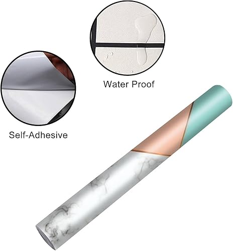 Miniatura 4 de Juego de envoltura de vinilo autoadhesivo para refrigerador, textura de mármol, líneas geométricas doradas, mural de puerta de mármol blanco y