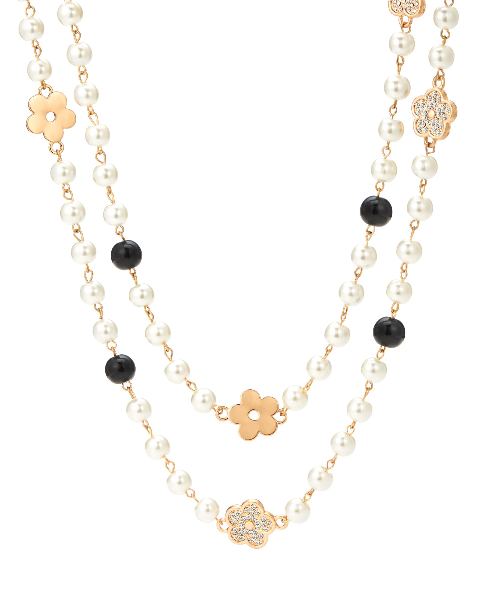 IDOKAWA Long Layered Pearl Necklaces for Women, Vintage Statement Jewelry