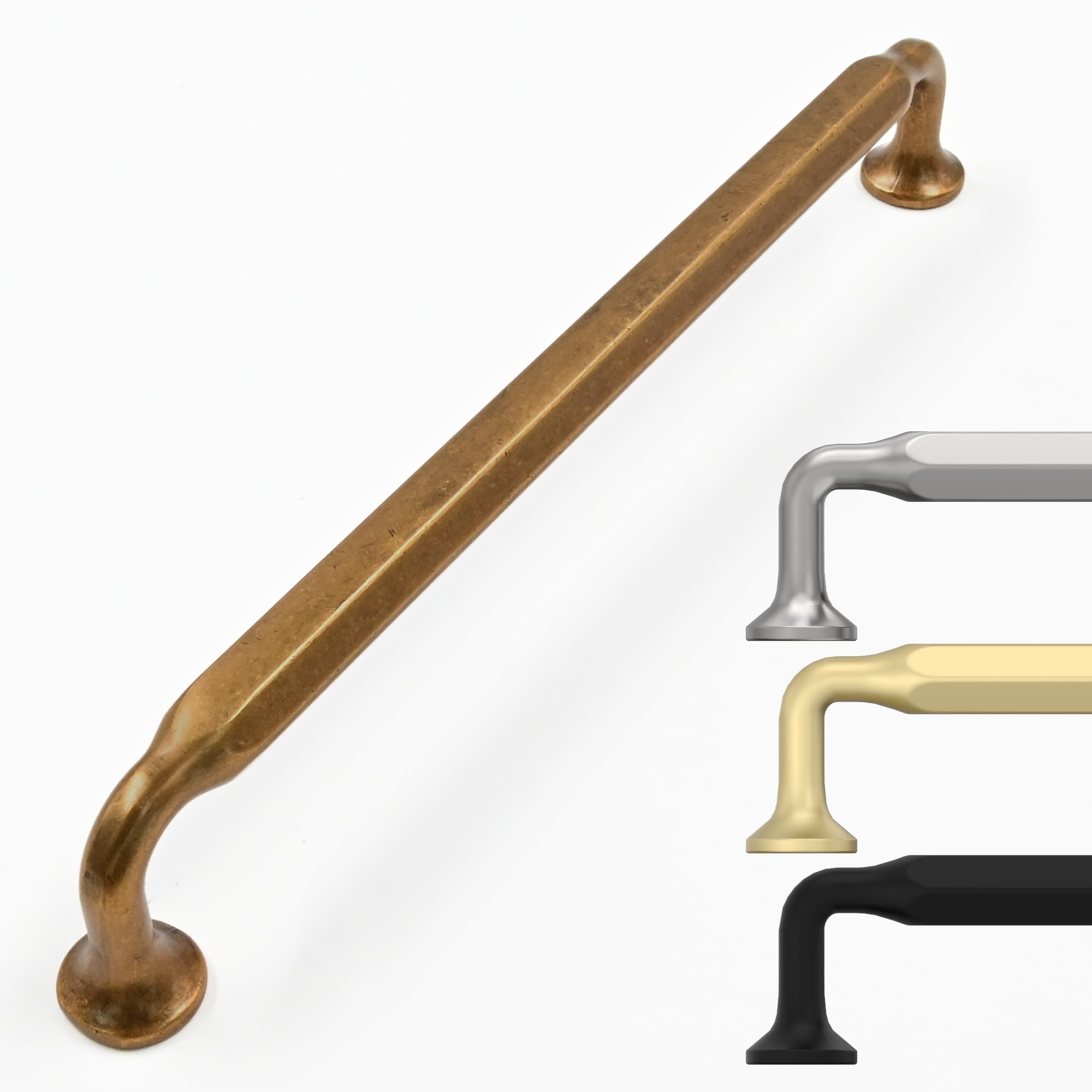 9BUILD Confezione da 10 maniglie in ottone anticato per armadietti da cucina da 19,1 cm, maniglie vintage per cassetti, maniglie da cucina per armadietti, cassetti retrò