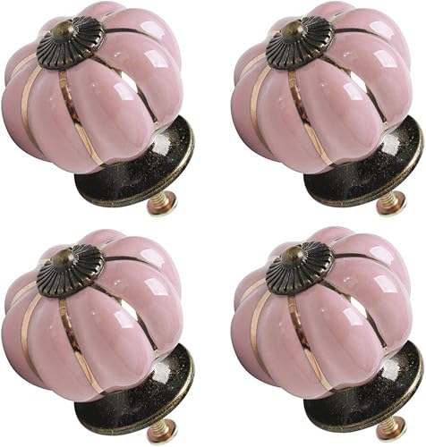 Pomos de cerámica de uxcell estilo vintage, con forma de calabaza, tirador para muebles, puertas, armarios, armarios, vestidor, decoración