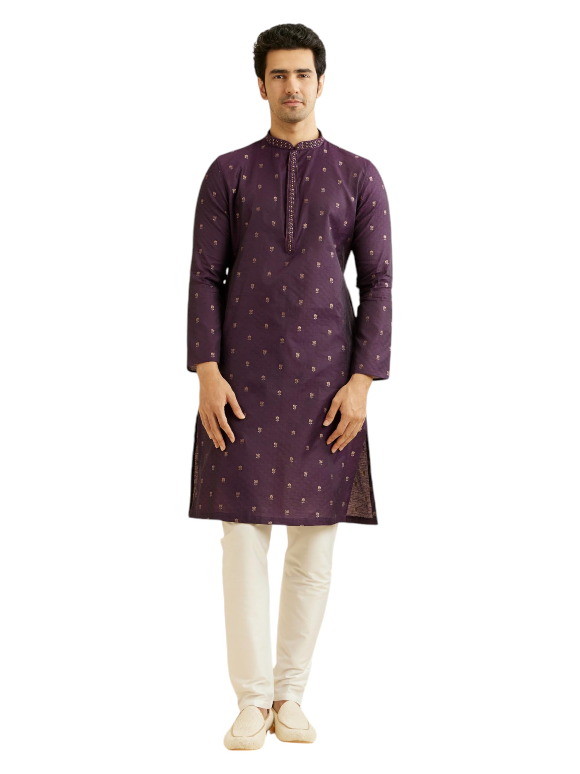 manyavar Men's Art Silk Thread Work| Self Design Kurta Pyjama Set (2pcs)-picture-41