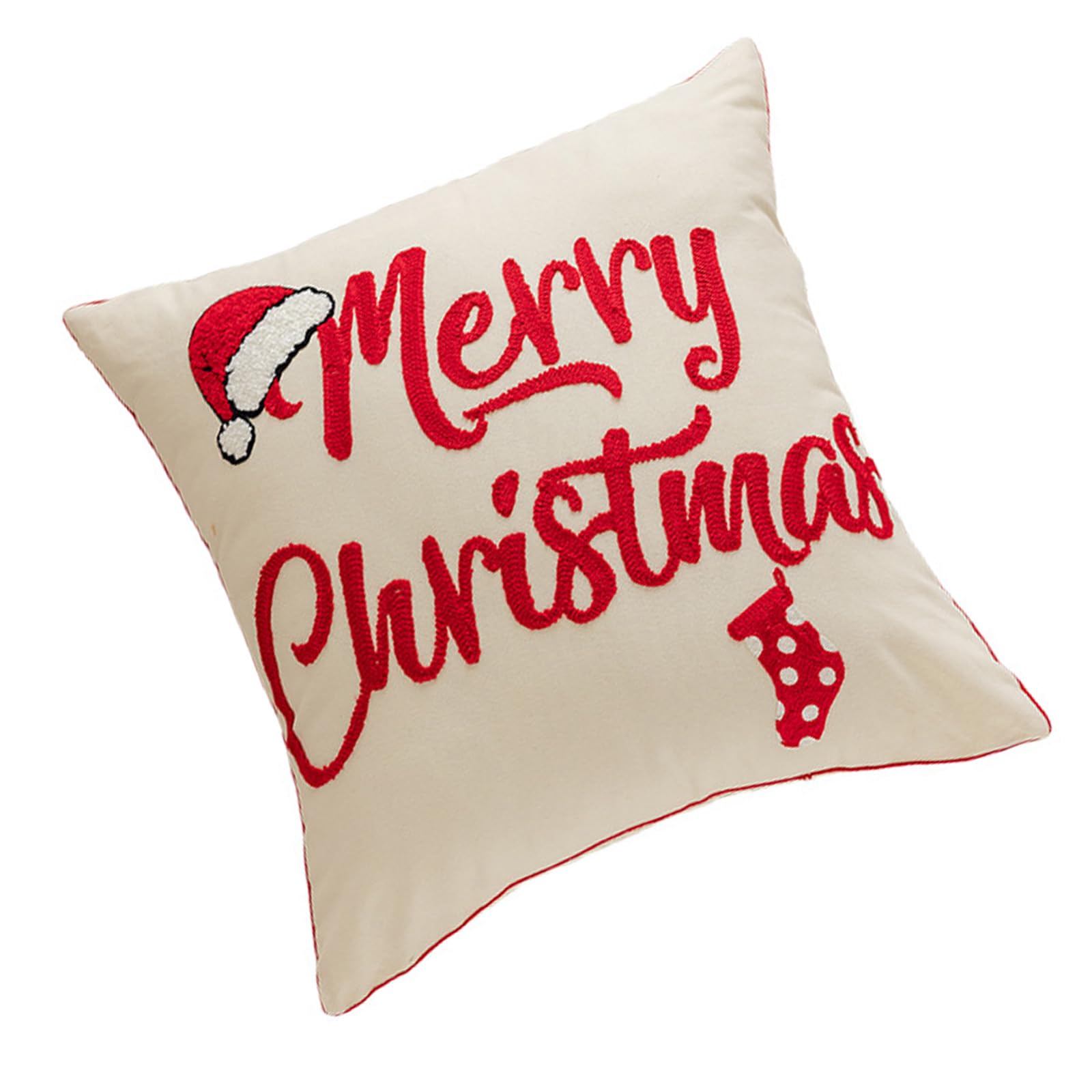 Nucelit Christmas Themed Towel Embroidered Pillowcase Throw Pillow Case Soft Comfortable Cushion Sleeve for Home Decoration Seasonal Sofa Accessory