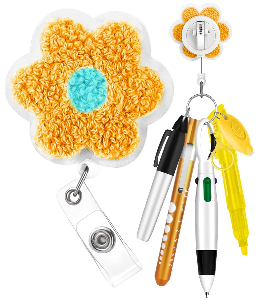 Plifal Nurse Pen Set Badge Reel Holder Accessories Clip - Retractable Mini Nursing Ball Pen Permanent Marker Highlighter Light Penlight Small