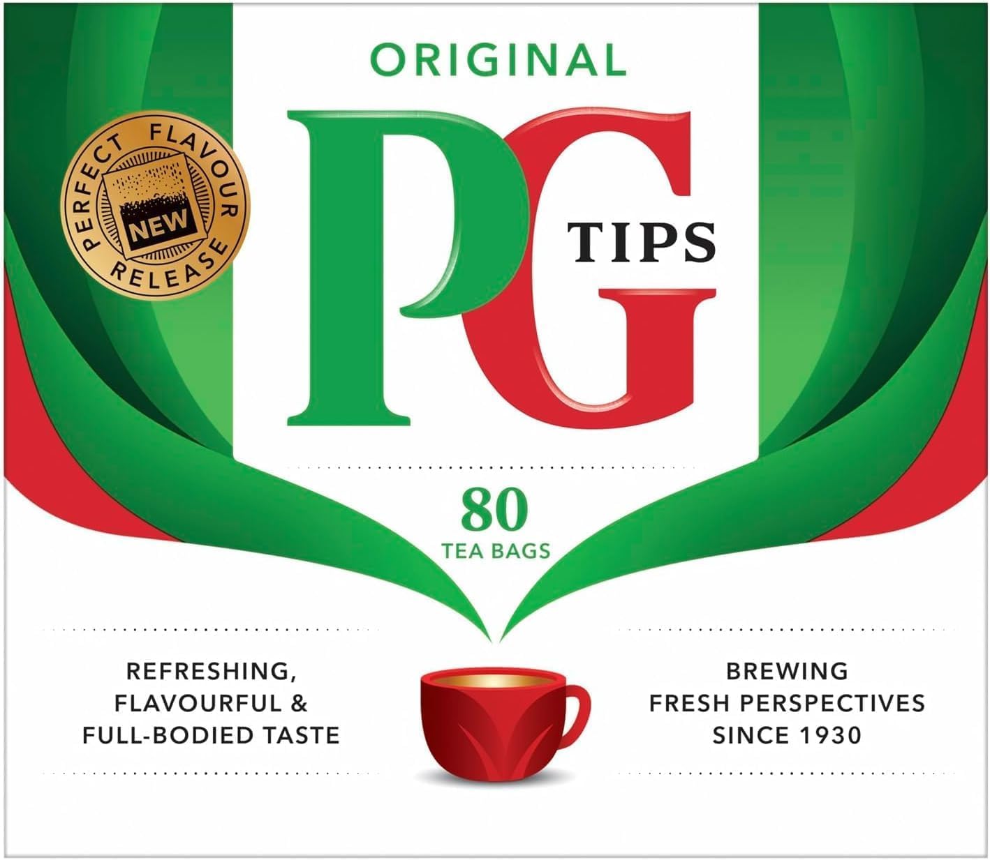 PG Tips | One Cup Tea | oryginał | czarna herbata | stworzona dla prawdziwych miłośników herbaty od 1930 roku | najbardziej orzeźwiający i aromatyczny smak | 6 sztuk | 6 x 80 torebek czarnej herbaty