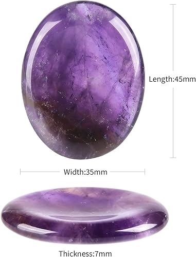 Miniatura 10 de Amogeeli 2 piezas de cristal ovalado para el pulgar para el estrés y la ansiedad, piedra de bolsillo de palma pulida para meditación, Piedra