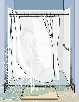 30 Shower Curtain Water Barrier & Leak Guard Kit Side Seal System Stops Water Leaks, Blow-in & Splashing Keeps Water in Tub or Shower Easy Install, Works with Any Curtain (30 Wall Channels)