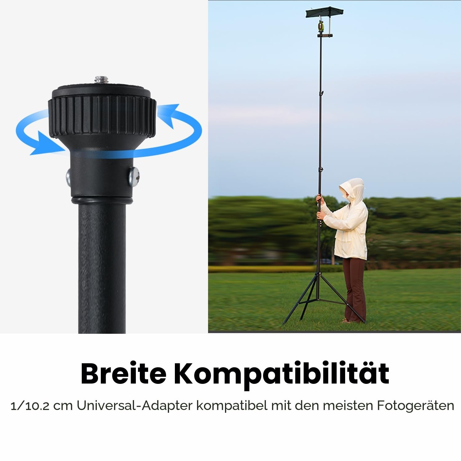 XbotGo Update T4 Stativ für Fußball-/Basketball-Aufnahmen, Bis zu 4 Meter Höhe, Mit Schnellwechselplatte, Tragetasche, Windbeständig, 1/4” Schraube Kompatibel mit den meisten DSLR-Kameras