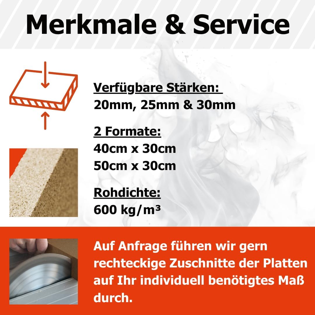 Lastre in vermiculite per camini e stufe, ignifughe e resistenti al calore fino a 1300 °C, sostituzione di piastre refrattarie refrattarie refrattarie (3 piastre 400 x 300 x 25 mm)