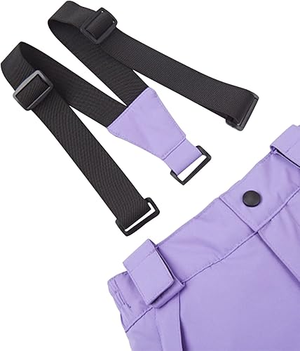 YRAETENM Kids Snow Bibs Boys Girls Waterproof Windproof Snow Pants Warm Insulated Skiing Snowboard Overalls Winter Snowsuits(02 Purple,12-13 Years)