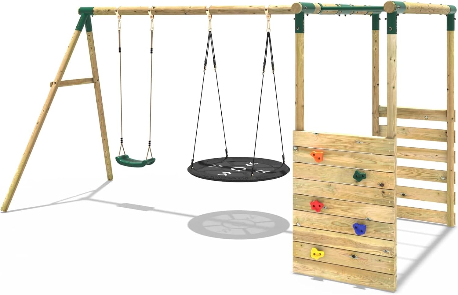 Rebo Wooden Garden Children's Swing Set with Monkey Bar Attachment