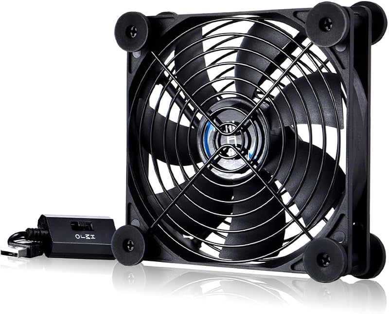 Ventilador silencioso USB de 120 mm, ventilador de refrigeración portátil USB de 5 V para enrutador receptor de TV de pantalla plana DVR PlayStation Xbox refrigerador de gabinete de computadora
