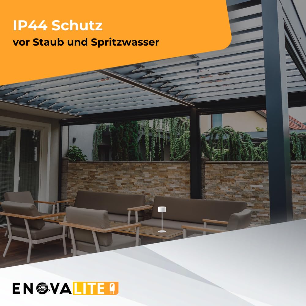 3x LED Akku Tischlampe kabellos mit Ladestation und Touch, Dimmbar, Warmweiß Neutralweiß Kaltweiß einstellbar - IP44 Tischleuchte Outdoor wiederaufladbar, Nachttischlampe, weiß