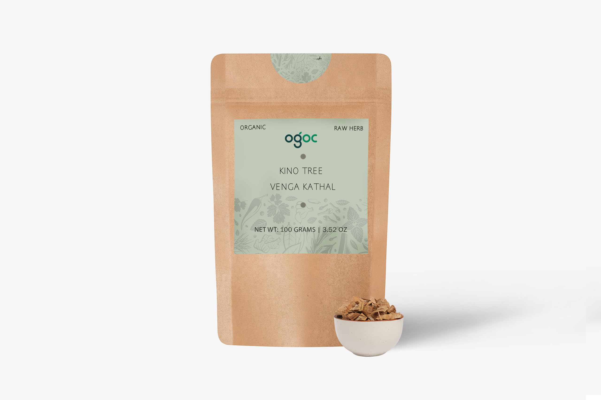 OGOC Indian Kino (Pterocarpus Marsupium) - Herbal Remedy for Blood Sugar Support & Traditional Medicine-100g