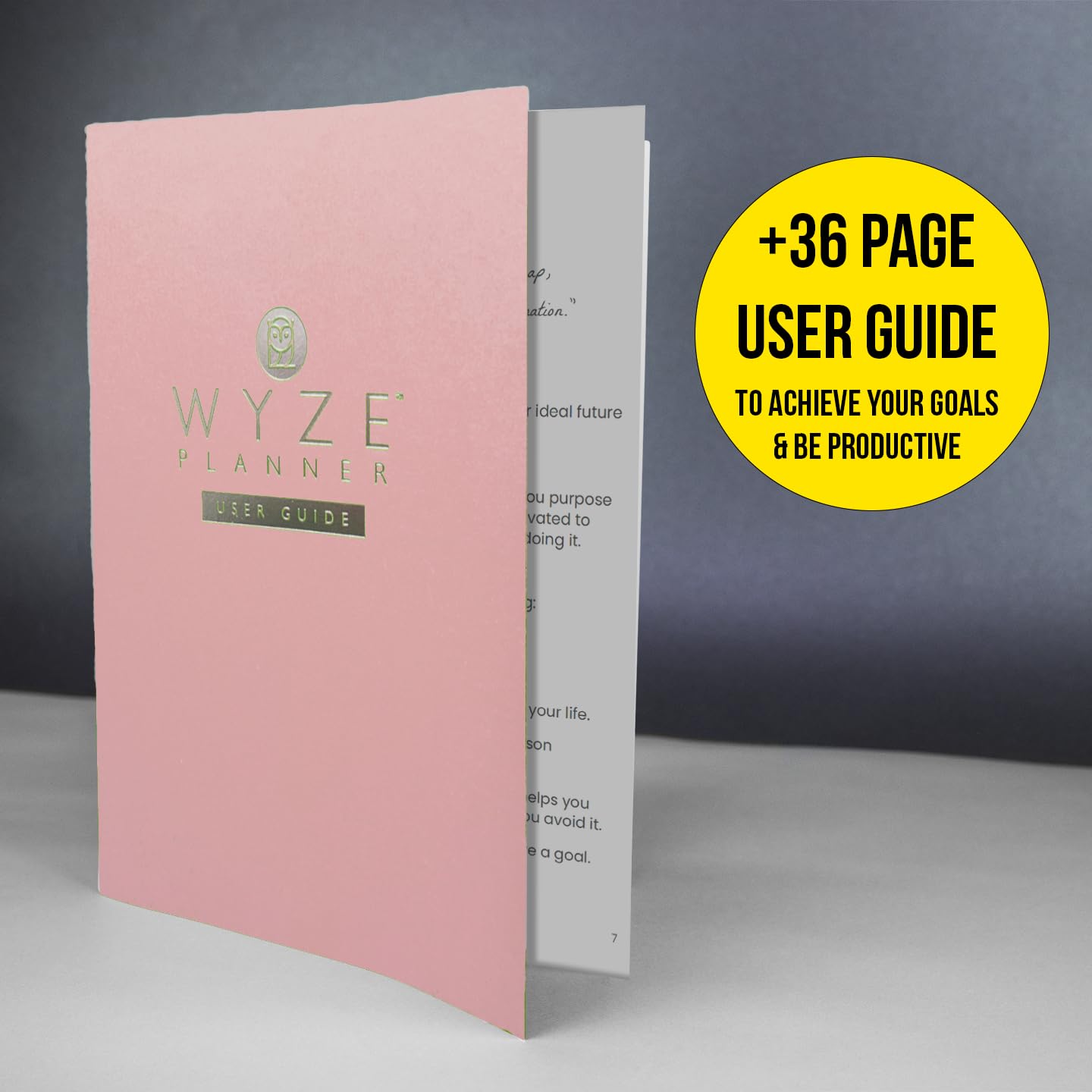 Wyze Planner - Niedatowany planer dzienny, 1 rok, B5, twarda okładka. Ustalanie celów, strony miesięczne, tygodniowe i dzienne, tracker nawyków i kalendarz (różowy)